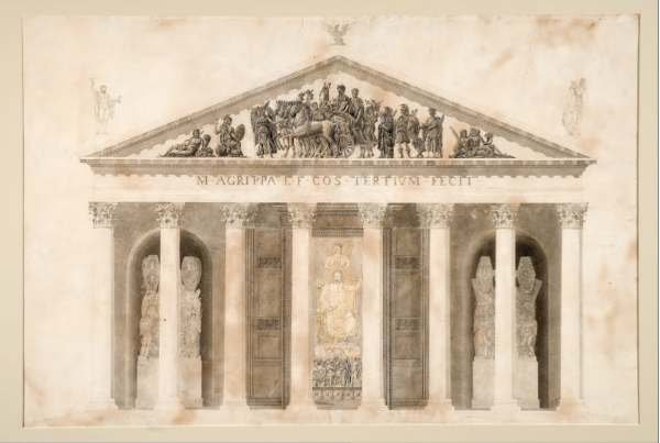facts about the Pantheon it had decorations in the pediment above the entrance