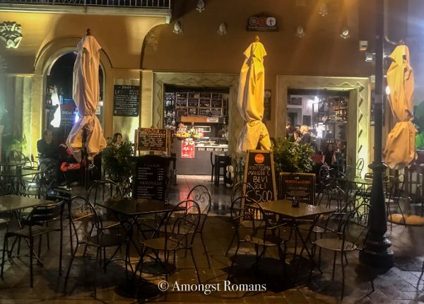 seating area outside a bar in Lido di Ostia