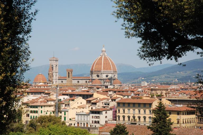 view of Florence with a dome and buildings